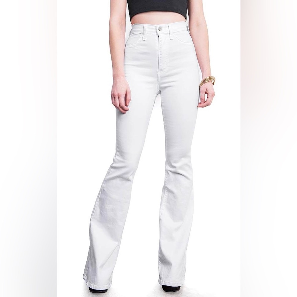 Women's Juniors Bell Bottom High Waist Fitted Denim Jeans